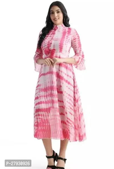 Stylish Multicoloured Georgette Printed Dress For Women