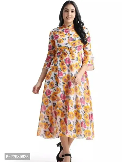 Stylish Multicoloured Georgette Printed Dress For Women