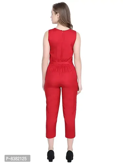 ShopOlica Women's Stylish Jumpsuit Slim Fit Sleeveless Dress with Waist Drawstring Belt-thumb2