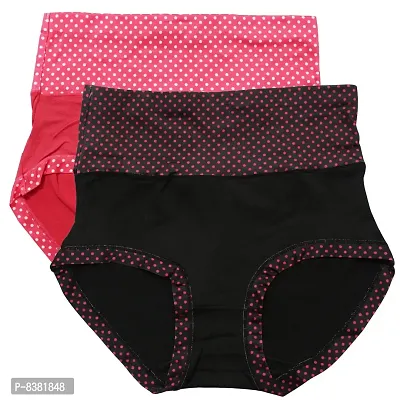 ShopOlica Women's Cotton  Spandex Briefs (TC_Dotted_Black-Pink-P2_Black  Pink_Free Size)-thumb0