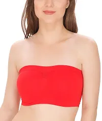 ShopOlica Women's Nylon  Spandex Non Padded Non-Wired Bandeau Bra (Bra_Black-red_Black  Red_Free size)-thumb3