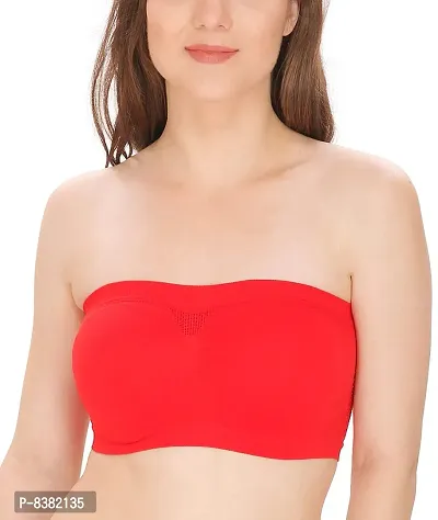 ShopOlica Women's Nylon  Spandex Non Padded Non-Wired Bandeau Bra (Bra_Black-red_Black  Red_Free size)-thumb4