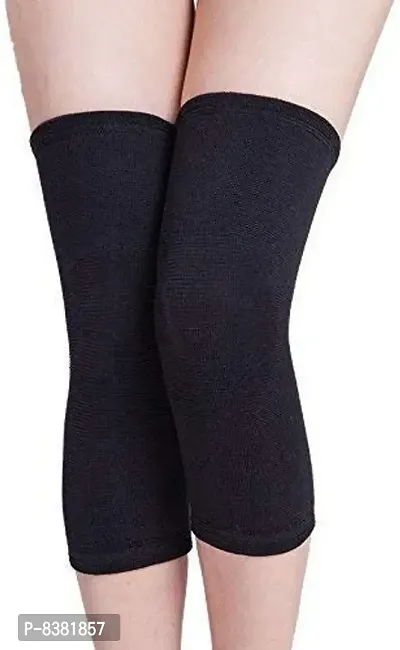 ShopOlica Women & Men Woolen Leg Warmer Knee Cap Winter Fur Long Warmers Over Knee High Footless Socks - ( Black & Skin)-thumb2