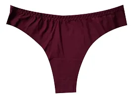 ShopOlica Women's Nylon Blend Thongs (Pack of 3) (Thong-Seamless-Panty-1315_Skin, Pink, Wine_One Size)-thumb2
