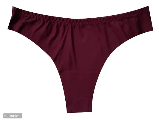 ShopOlica Women's Nylon Blend Thongs (Pack of 3) (Thong-Seamless-Panty-1315_Skin, Pink, Wine_One Size)-thumb3