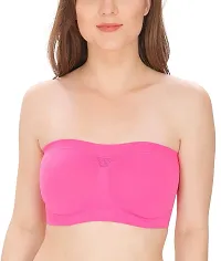 ShopOlica Women's Nylon  Spandex Non Padded Non-Wired Bandeau Bra (Bra_Black-pink_Black  Pink_Free size)-thumb3