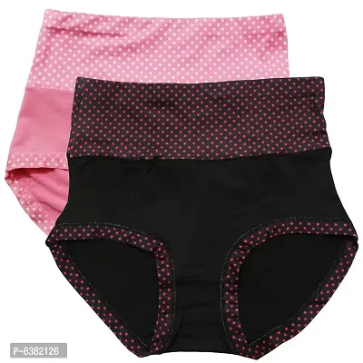 ShopOlica Women's Cotton  Spandex Briefs (TC_Dotted_Black-LightPink-P2_Black  Light Pink_Free Size)-thumb0