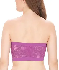 ShopOlica Women's Nylon  Spandex Non Padded Non-Wired Bandeau Bra (Bra_black-purple_Black  Purple_Free size)-thumb4