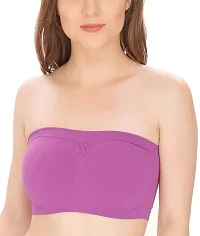 ShopOlica Women's Nylon  Spandex Non Padded Non-Wired Bandeau Bra (Bra_black-purple_Black  Purple_Free size)-thumb3