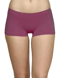 ShopOlica Womens Seamless Underwear Boyshort Ladies Panties Spandex Panty Workout Boxer Briefs - Free Size, Fits 28 to 34,Purple-Pink-Brown-thumb1