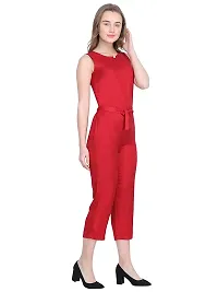 ShopOlica Women's Stylish Jumpsuit Slim Fit Sleeveless Dress with Waist Drawstring Belt-thumb3