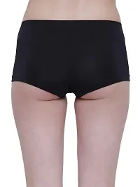 ShopOlica Womens Seamless Underwear Boyshort Ladies Panties Spandex Panty Workout Boxer Briefs - Free Size, Fits 28 to 34,Black-White-Carrot-thumb2