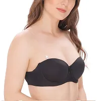 ShopOlica Women's Straplessback Underwire Demi Cup Padded Bra with Transparent Back Straps Black-thumb3