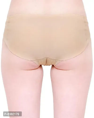 Shopolica Women's/Girl's Blended Padded Seamless Bottom Hip Enhancing Briefs Butt Lifter Low Waist Shaper Underwear Panties (Beige, Small)-thumb2