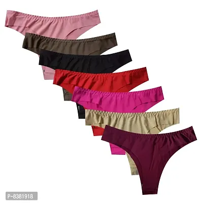 ShopOlica Women's Nylon Blend Thongs (Pack of 7) (Thong-Seamless-Panty-1315_Multicolour_One Size)-thumb0