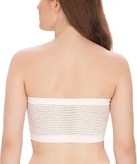 ShopOlica Women's Nylon  Spandex Non Padded Non-Wired Bandeau Bra (Padded_strapless_bra_White  Beige_Free size)-thumb2