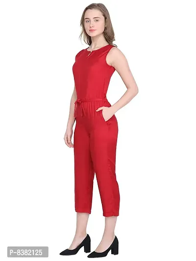 ShopOlica Women's Stylish Jumpsuit Slim Fit Sleeveless Dress with Waist Drawstring Belt-thumb3