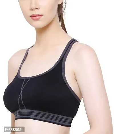 ShopOlica Women's Cotton Sports Bra (Black, Free Size)-thumb4