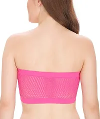 ShopOlica Women's Nylon  Spandex Non Padded Non-Wired Bandeau Bra (Bra_Black-pink_Black  Pink_Free size)-thumb4