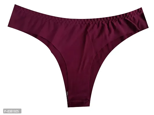 ShopOlica Women's Nylon Blend Thongs (Pack of 3) (Thong-Seamless-Panty-1315_Skin, Pink, Wine_One Size)-thumb2