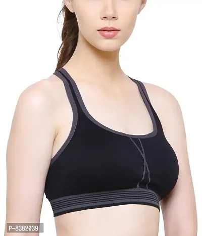 ShopOlica Women's Cotton Sports Bra (Black, Free Size)-thumb3