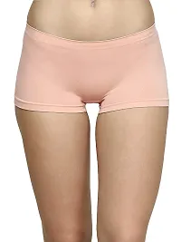 ShopOlica Womens Seamless Underwear Boyshort Ladies Panties Spandex Panty Workout Boxer Briefs - Free Size, Fits 28 to 34,BabyPink-White-Brown-thumb1