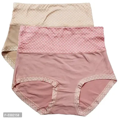 ShopOlica Women's Cotton  Spandex Briefs (TC_Dotted_BabyPink-Skin-P2_Baby Pink  Skin_Free Size)