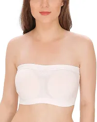 ShopOlica Women's Nylon  Spandex Non Padded Non-Wired Bandeau Bra (Padded_strapless_bra_White  Beige_Free size)-thumb1