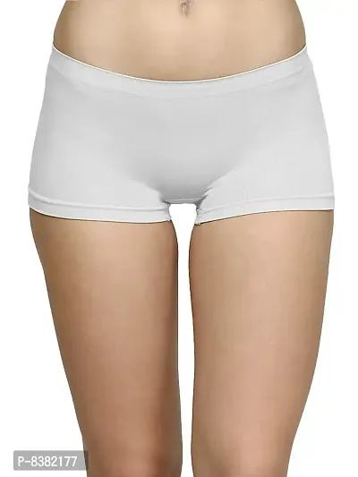 ShopOlica Womens Seamless Underwear Boyshort Ladies Panties Spandex Panty Workout Boxer Briefs - Free Size, Fits 28 to 34,White-Red-Grey-thumb2