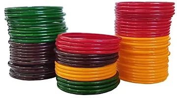 DONERIA Glass with Plain Or Simple Glossy Finished Bangle Set For Women and Girls, (MultiColour_2.4 Inches), Pack Of 72 Bangle Set-thumb1