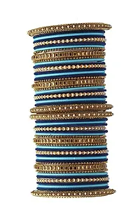 DONERIA Metal with Beads Or Velvet worked Bangle Set For Women and Girls-thumb1