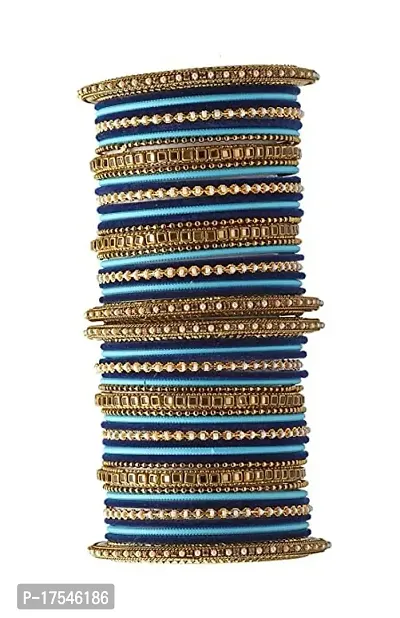 DONERIA Metal with Beads Or Velvet worked Bangle Set For Women and Girls-thumb2