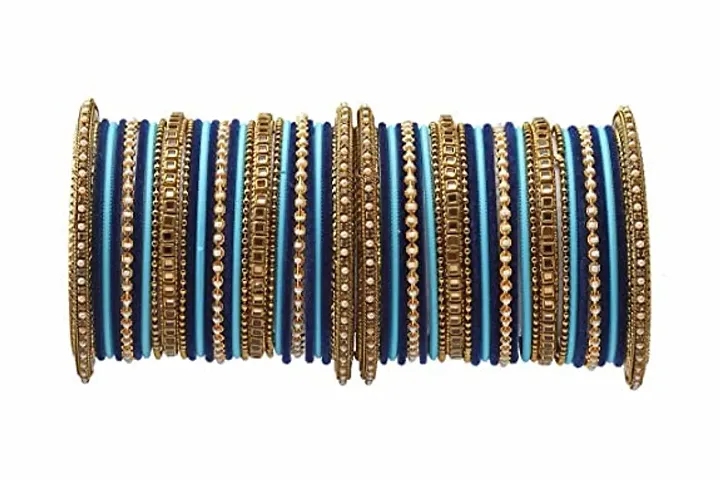 DONERIA Metal with Beads Or Velvet worked Bangle Set For Women and Girls