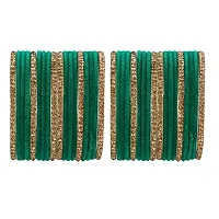 DONERIA Metal with Zircon Gemstone Or Velvet worked Bangle Set For Women and Girls, (Green_2.2 Inches), Pack Of 36 Bangle Set-thumb2