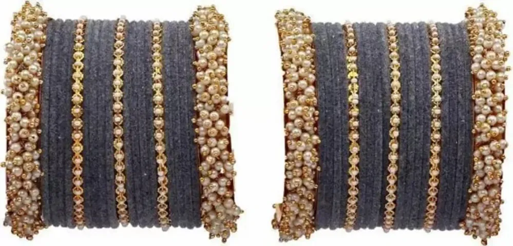 Designer Alloy Velvet Beads Chuda Bangles