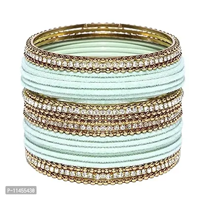 Metal with Zircon Or Velvet Bangle Set For Women and Girls, (Sentro), Pack Of 24 Bangle Set