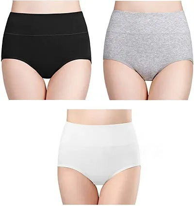 Stylish Blend Solid Briefs For Women Pack Of 4