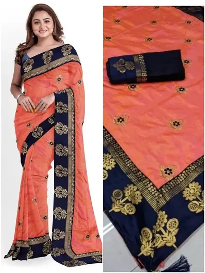 Art Silk Embroidered Jacquard Lace Border Sarees with Blouse piece