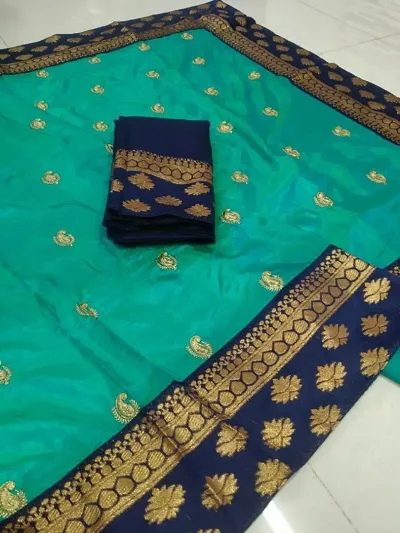 Art Silk Embroidered Lace Border Sarees With Blouse Piece