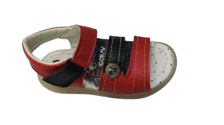 Fancy Red Leather Comfort Sandals For Boys