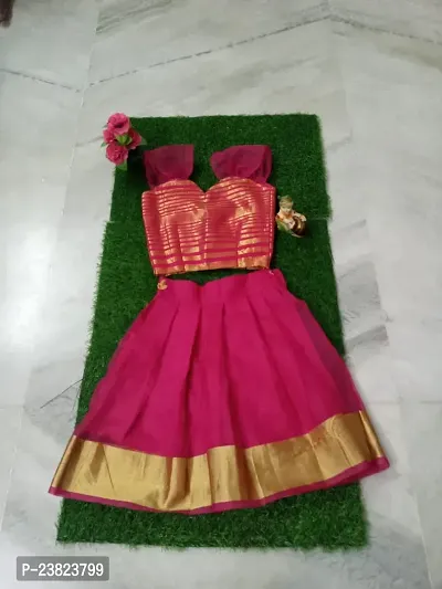 Girls Lehenga Choli Ethnic Wear Self Design (Pink)-thumb0