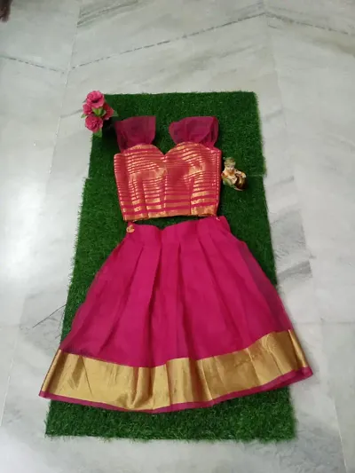 Girls Lehenga Choli Ethnic Wear Self Design (Pink)