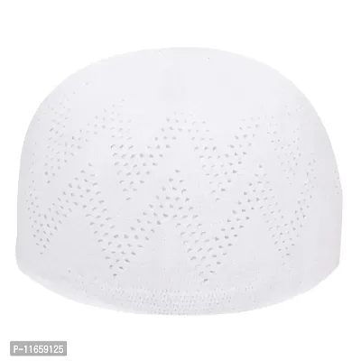 HIND ARABIAN Men's Net Muslim Cap (015_White_Free Size)