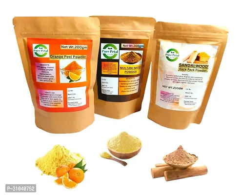 Combo Pack of Orange Peel Powder,multani Mitti Powder,sandalwood Powder Combo