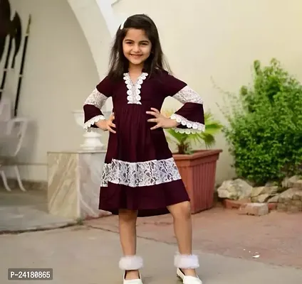 Elegant Cotton Self Pattern Dresses For Girls