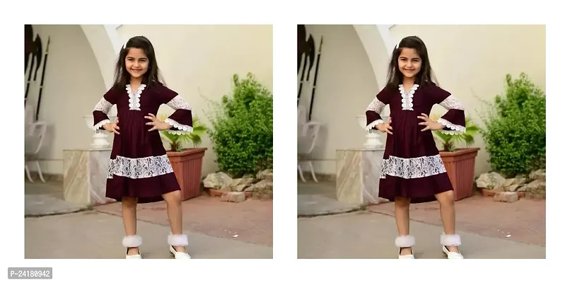Elegant Cotton Self Pattern Dresses For Girls- Pack Of 2