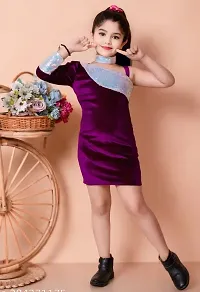 Purple Dress with A Single Sleeve for Kid-thumb2