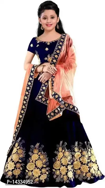 Choli Ethnic Wear Embroidered Lehenga, Choli and Dupatta Set  (Light Blue, Pack of 1)-thumb0