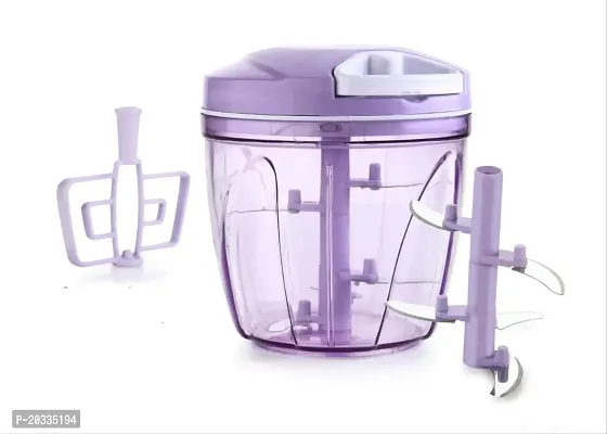 LAYRIS Plastic Kitchen Product Jumbo Vegetable Chopper, Cutter with 5 SS Blades, Whisker Blade and Lid (Purple, 900 ml)