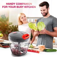 Arcane 1 Liter Big Size Kitchen Dori Handy Vegetable and Fruit Manual Onion Dry Fruit Salad Maker Vegetable Quick String Chopper Machine, Cutter ? 5 Stainless Steel Blades (XXL, Black, 1000ml)-thumb1